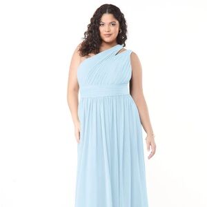 Elegant Light Blue One-Shoulder Dress
